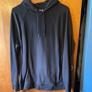 Black Pullover Hoodie with Drawstring and Relaxed Fit